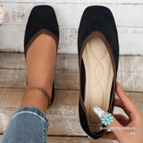 Zingj Weave Breathable Low Top Shallow Mouth Square Head Single Shoes Women's Low Heel Flat Spell Color Lazy Work Shoes