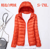 Autumn Winter New Super Light Female Light Hooded Down Jacket Light Female Slim To Add Large Size Light Coat Tide-Outfit