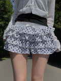 Girl Wind Reduction Wave Point Print Low-Waist Cake Short Skirt Babes Simple Body Dress