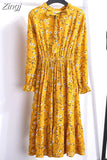 Chiffon Shirt Dresses Long Sleeve Polka Dot Office Vintage Dress 2023 Women Summer Casual Midi Floral Dress