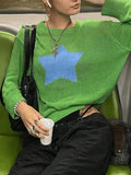 Star Pattern Semi Sheer Knit Top- Outfit