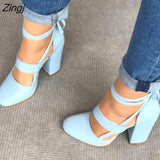 Women Pumps Plus Size 35-43 Women Heels Chaussures Femme Gladiator Summer High Heels For Party Wedding Shoes Women Thick