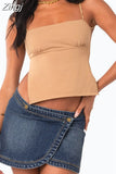 2023 Women Y2K Backless Tank Crop Tops Retro Sexy Tie Up Sleeveless Spaghetti Strap Camis Summer Mini Vest