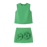 New Simple Waistcoat Floral Dress Half-Piece