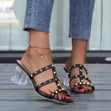 Rivet Sandals Women Wear 2025 New Coarse And Stylish Square Roman Cool Slippers