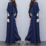 Spring New Ocean Atmosphere Large-Size Chiffon Two Sets Of Pants Fashion Age-Skinny Broad Leg Pants Suit