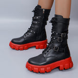 Bottom Martin Boots Autumn And Winter New Round Head Belt Buckle Locomotive Boots Women's Boots