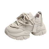 2025 New Simple Net Red Soft Bottom Dad Shoes Thick Bottom Small Tall Muffin Casual Shoes High