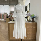 2024 Fashion Classic Elegant Long Princess Bubble Sleeves Egan Yarn Large Size Women's Dress
