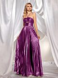 Women's Clothing Hanging Neck Dress Sexy Evening Dress Forked Sleeveless Gold Showback