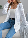 Shooting 2025 Autumn And Winter Casual Pure Color Hollow Long Sleeve Open-Shirt Sweater Coat Women's