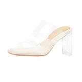 Evening Wind Coarse And Transparent Crystal High-Heeled Sandals Women Wear Comfortable Soft Bottoms On The Cool