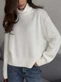 And Winter Pure Color Short High-Collar Sweater Women's Loose Leisure Knitting Shirt 2025 New Thicker