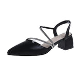 Water Drill Sandals Women Summer French Coarse High Heels Retro Single Shoes Femininity