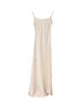 Xixi 2025 Spring New Korean Version High Waisted Elegant Suspension Dress V-Neck Solid Color Pure Desired Skirt