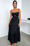 Women's New Slings Solid Color Waist Dress Low Breast Elegant Women's Big Skirt