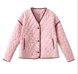 Women's Explosive Pink Print Splicing Coat - Long-Term Stocking Assured