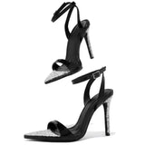 Buckle Water Drill Fine Heel And Fish Mouth Show High Heels Behind The Empty Head