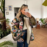 2023 Autumn And Winter New Style Lace Trumpet Sleeve Padded Coat Print-Outfit