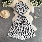 Sales Of 2025 Summer High-End Ocean Gas Printing Long Shirt Dress