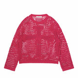 Zingj Smock Hollow Out Long Sleeve Knit Sweater Female Pure Color Versatile Loose Lazy Lazy Wind