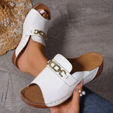 Summer New Large-Size Lady Thick-Soled Sandals Help Metal Buckle Decorative Sole Polyurethane