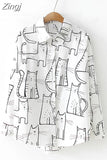 2023 Vintage Fashion Women Long Sleeve Shirts Cute Cat Print Shirt Female Loose Casual Blosues Girl Ladies Tops 6828