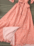 Women Blue/Green/Pink Polka Dot Dress 2023 Vintage High Waist A-line Ladies Vestidos Verano Casual V-neck Dresses