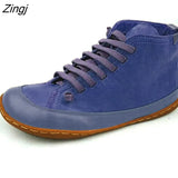 Women Leather Ankle Boots 2023 Autumn Winter Vintage Woman Waterproof Flats Women's Casual Ladies Lace Up Female Shoes Plus