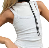 New 10-Color Optional Knitted Pure Desire Sling With Vest Repair Y2K Hot Girl Women's