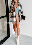 The Ins Lady Autumn Winter Woolen Coat ¡¤ Hair Plaid Lapel Multiple Button Double Pocket Long Jacket-Outfit