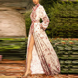 Spring And Summer New Star Fashion Holiday Casual Printed Shirt Long Dress Long