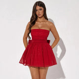 Zingj Hot Selling With Chest Temperament Fashion Gauze Small Dress Backless Dress