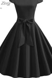 Summer Women Dress Short Sleeve Vintage V Neck Casual Elegant Retro Pin Up Rockabilly Party Midi Dresses
