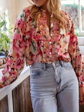 Summer Korean Version Of Loose Literature And Art Casual Lazy Style Printed Round Collar Shirt
