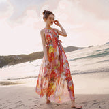 Zingj Beach Vacation Skirt Travel Summer Plus Size Long Sleeved Chiffon Dress Long Skirt Fairy