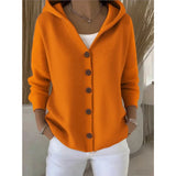 Knitted Hooded Sweater Button Open Shirt Jacket Autumn And Winter New Solid Color Casual Fashion