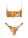 Floral Print Smocked Bikini Set-Outfit