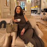 Knitted Cardigan + Long Skirt Suit Woman Body Simple Elegant Temperament Afternoon Tea