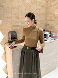 Xixi 2025 Autumn New White Standard Long Sleeve High-Neck Knitted Top Sweater Women