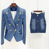 New Star Temperament Double Buckle Wash Denim Suit Jacket Jacket