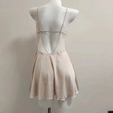 Girl Sweetheart Slip Big V-Shaped Short Skirt Summer Thin Back Slings Aja Skirt Pure Lusty