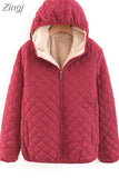Women Autumn Winter Parkas Coat Jackets Female Lamb Hooded Plaid Long Sleeve Warm Winter Jacket S~3XL casaco