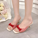 Cool Slippers 2025 Summer Toe A Word High-Height Cool Slippers Square Head French Style Wear Fine And