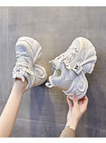 Dad Shoes Women's Net Face 2025 Spring And Autumn New Loose Cake Small White Shoes Women Thick Soles Inside The Height Of Women's Shoes