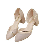 The Spring Of 2025, The Clasp-Butled Sandals Women's Korean Version Of The Coarse Heel High Heel High-Heeled Shoes In The Daily Female Design