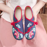 Zingj Glory Morning Glory Embroidery Flowers Round Head Spring Autumn Women's Shoes Single Shoes Canvas Embroidered Cloth