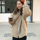 Women Winter Thicker Soft Kawaii Fashion Ulzzang Ins Girls Outwear Double-side Popular Female Clothing Long Sleeve
