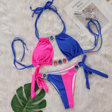 Zingj 2024 New Crystal Diamond Bikini Sexy Quilting Tied With Women's Split