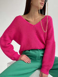 Neck Loose Women Sweater Autumn Winter Fashion Basic Knitted Pullovers Solid Chic Soft Casual Female